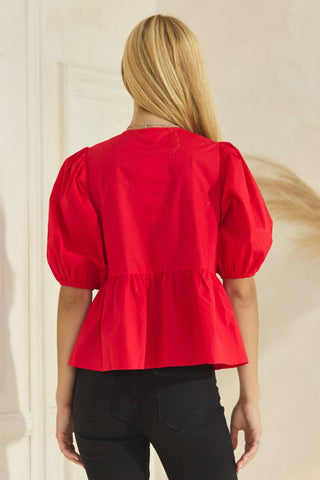 Aldi Peplum Bow Top- Red