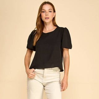 The Krissi Solid Puffed Sleeves Top