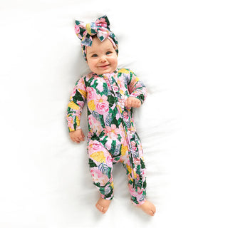 Gigi and Max - Luana RUFFLE ZIP Bamboo One Piece Floral Baby Outfit