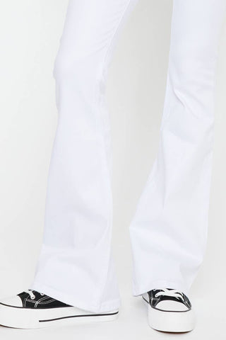 Kan Can USA-Mid Rise White Flare Jeans
