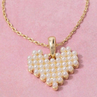 Mini Acrylic Pearls Heart Pendant Necklace