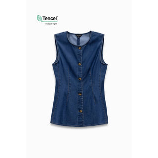 Sierra Sleeveless Button Down Denim Top