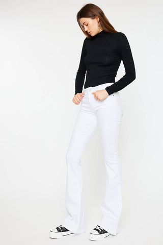 Kan Can USA-Mid Rise White Flare Jeans
