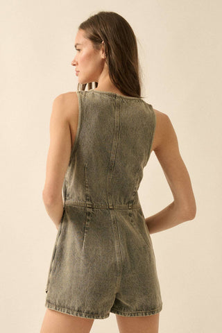 The Dani Denim Vest Sleeveless Romper