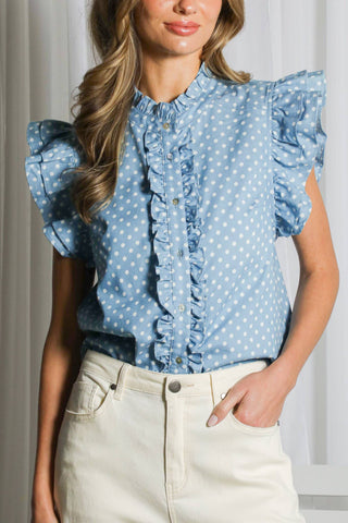 Paula Playful Polka Dot Ruffle Top