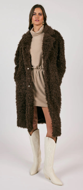 Golden Days Long Faux Fur Coat