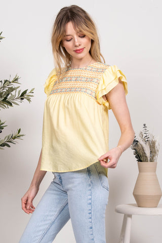 Jada Embroidered Flutter Top