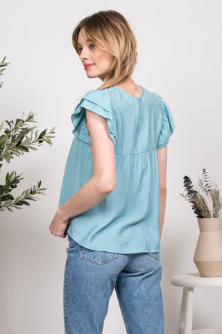 Jada Embroidered Flutter Top