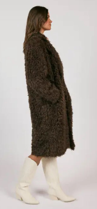 Golden Days Long Faux Fur Coat