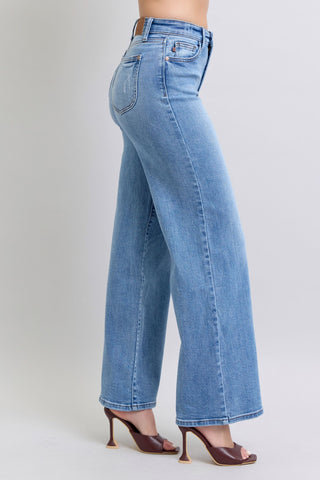High Waist Vintage Wash Retro Wide Leg