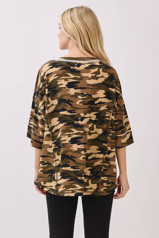 The Relaxed Camo Stitch Detail Top