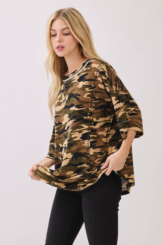 The Relaxed Camo Stitch Detail Top