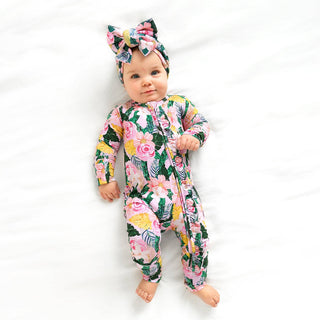 Gigi and Max - Luana RUFFLE ZIP Bamboo One Piece Floral Baby Outfit
