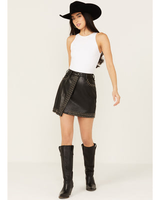 Faux Leather Studded Mini Skirt