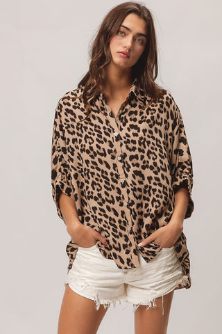 Lisandra Leopard Dolman Sleeve Top