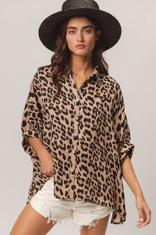 Lisandra Leopard Dolman Sleeve Top