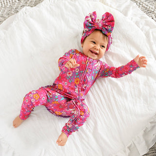 Gigi and Max - Posie RUFFLE ZIP Bamboo One Piece Floral Baby Outfit