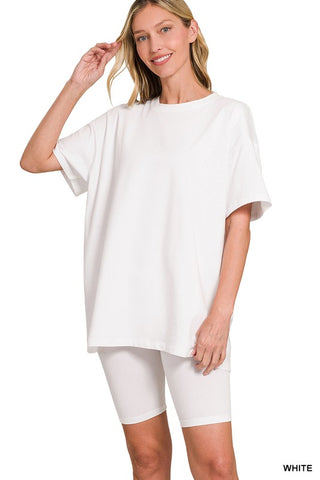 Cotton Round Neck Top & Biker Shorts