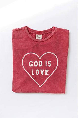 GOD IS LOVE Mineral Washed Graphic Top