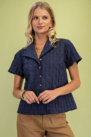 Cambria Textured Button Down Top