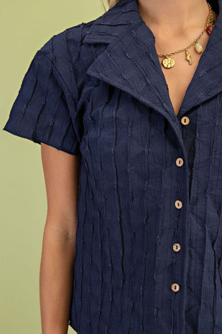 Cambria Textured Button Down Top
