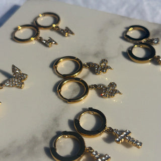 Serpent Pave Charm Huggies