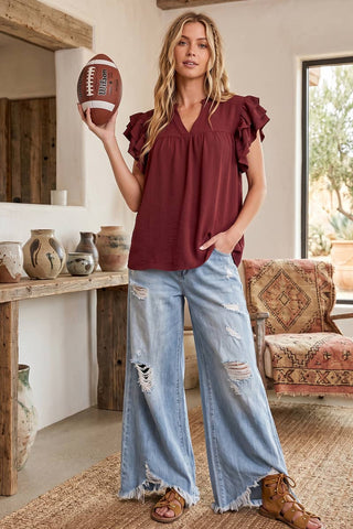 The Classic -RUFFLE SLEEVE BLOUSE