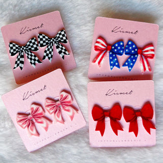 Patriotic Bow Ribbon Studs