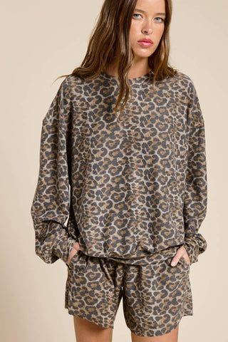 RELAXED FRENCH TERRY TEE WITH PUFFED SLEEVES