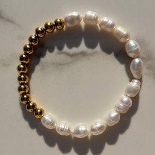 Pearl Gold Beaded Stretch Bracelet