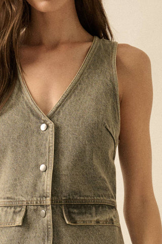 The Dani Denim Vest Sleeveless Romper