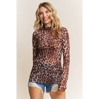 Lori Leopard Mesh Fitted Top