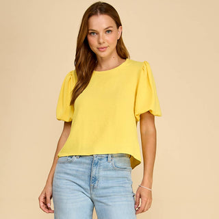 The Krissi Solid Puffed Sleeves Top