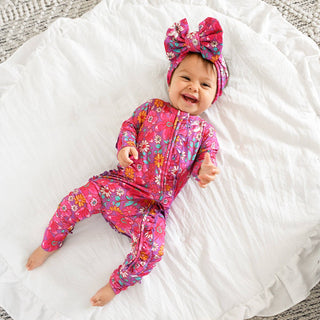 Gigi and Max - Posie RUFFLE ZIP Bamboo One Piece Floral Baby Outfit