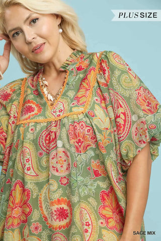 The Sage Blossom Boho Top