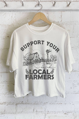 SUPPORT YOUR LOCAL FAMERS GRAPHIC LONG CROP TOP