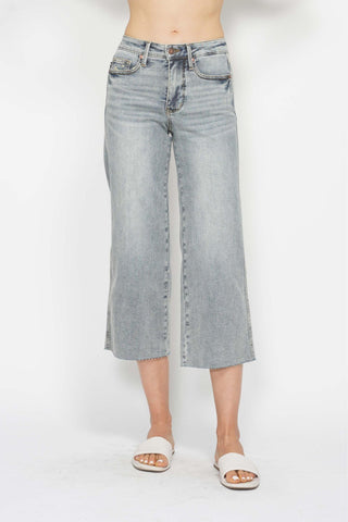 Mid Rise Tummy Control Cropped Wide Leg
