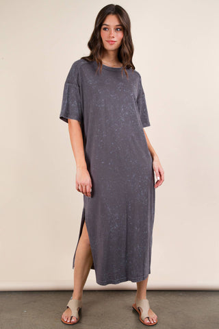 Marissa Mineral Washed Casual Comfy Midi Dress