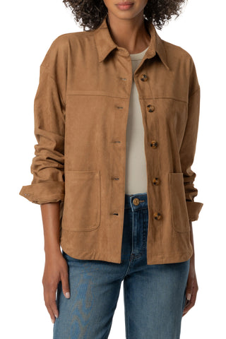 Ellie Faux Suede Jacket- Whiskey