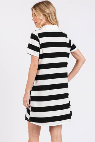 Christine Casual Black and White Striped Dress