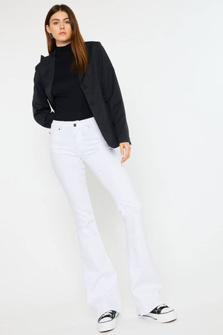 Kan Can USA-Mid Rise White Flare Jeans
