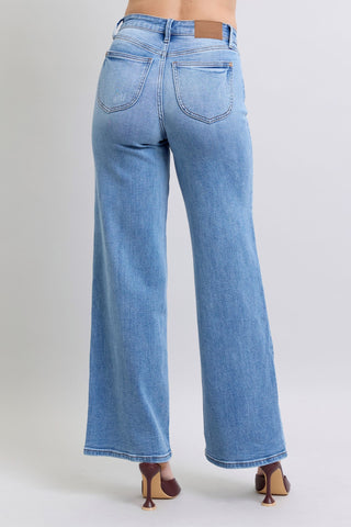 High Waist Vintage Wash Retro Wide Leg
