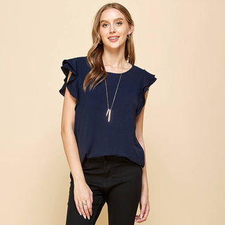 Top with Ruffled sleeves