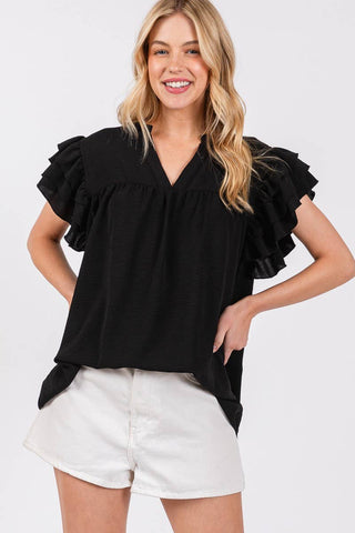 The Classic -RUFFLE SLEEVE BLOUSE