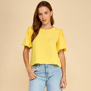 The Krissi Solid Puffed Sleeves Top