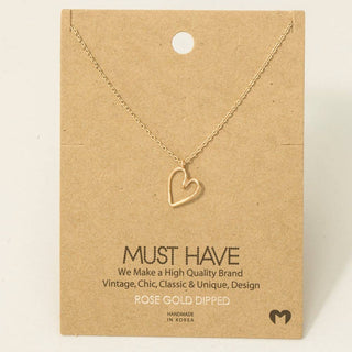 Gold Dipped Wire Heart Pendant Necklace