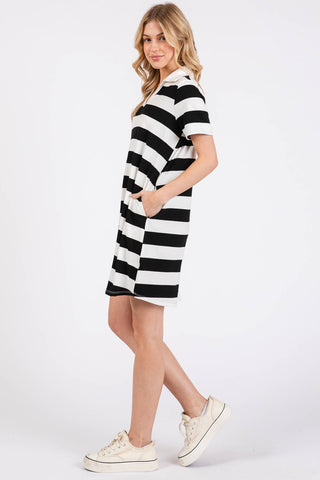 Christine Casual Black and White Striped Dress