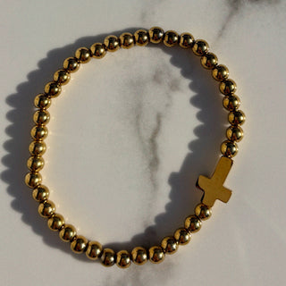 Glory Cross Beaded Stretch Bracelet