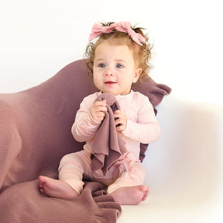 Gigi and Max - Light Pink RUFFLE ZIP Bamboo Keepsake 2-Way Zip Baby Outfit