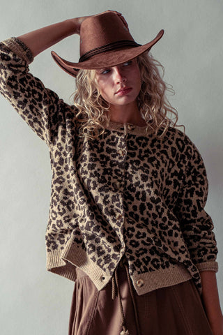 Classic Leopard Print Jacquard Cardigan